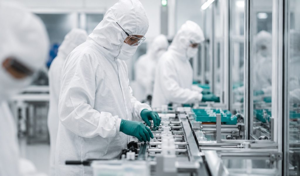 Cleanroom assembly line in action