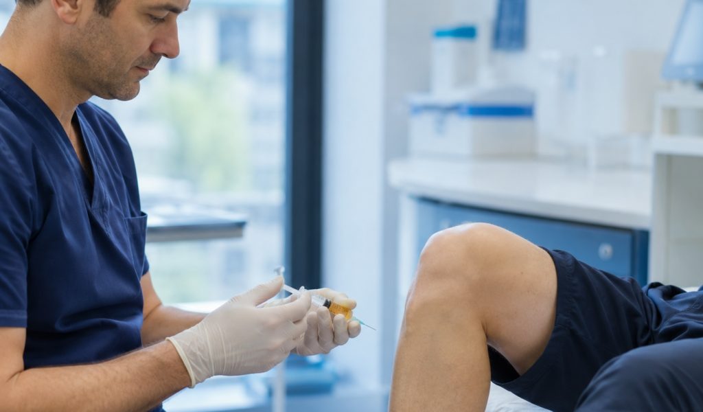 Preparing an injection in a clinic